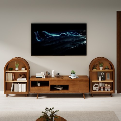 Arched small bookcase - arched, walnut
